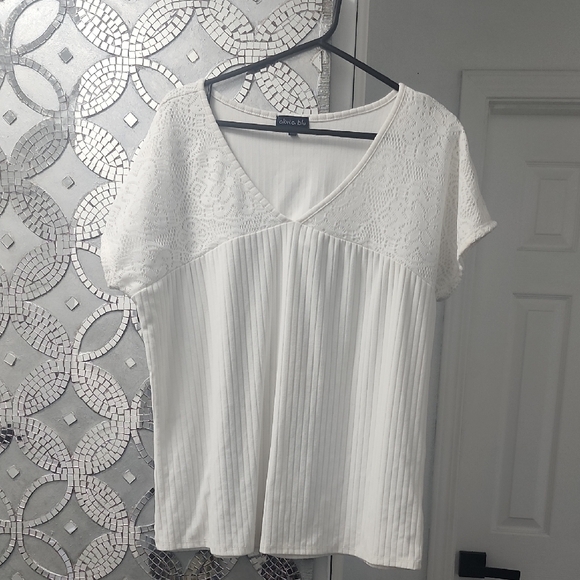 Olivia Blu Tops - Chic White Lace Top by Olive & Oak